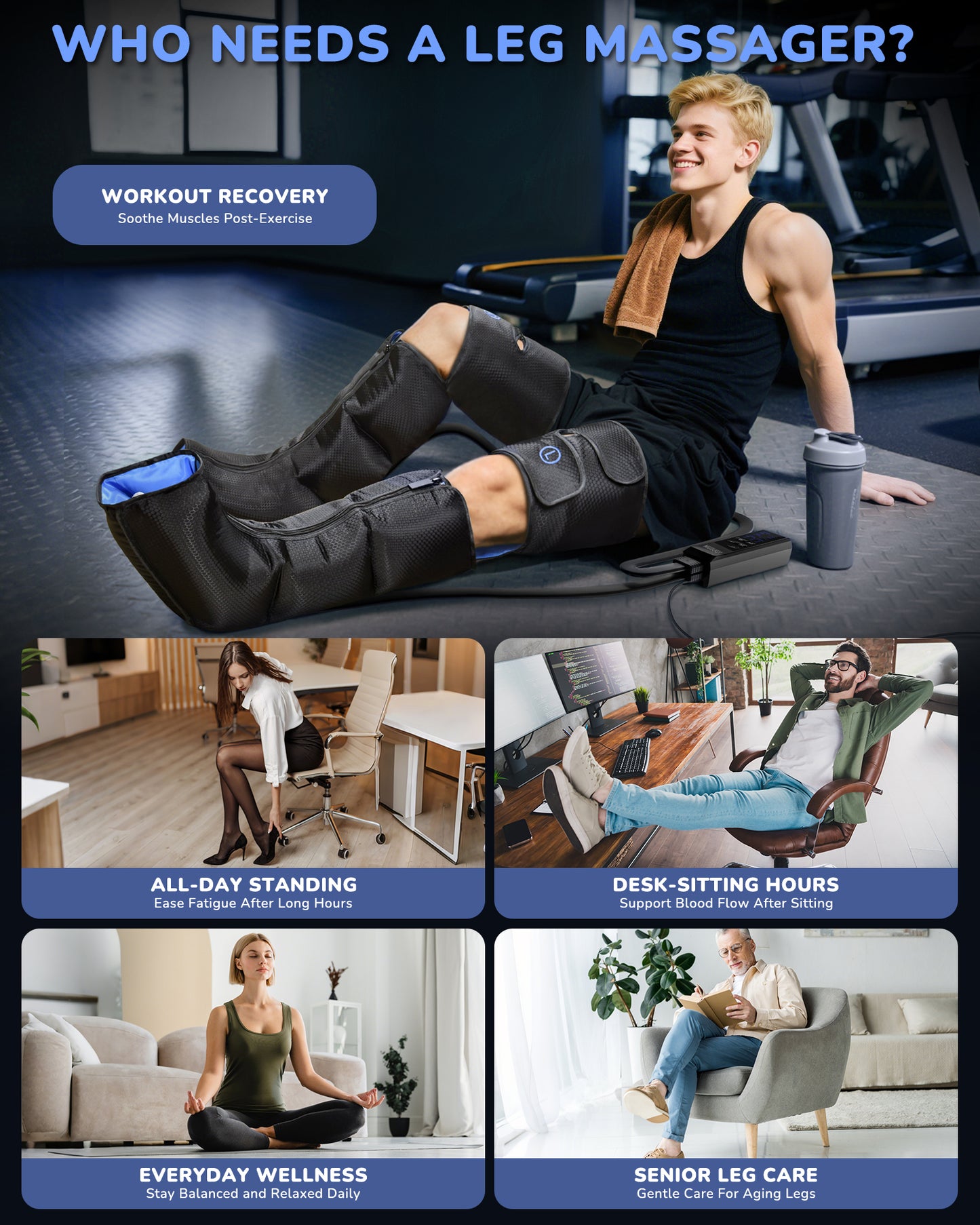 Leg Massager with Heat and Compression : Sequential Compression Boots with 6 Modes,9 Intensity and 3 Heat for Circulation and Pain Relief - Gifts for Father, Mother, Him, Her, FSA HSA Eligible