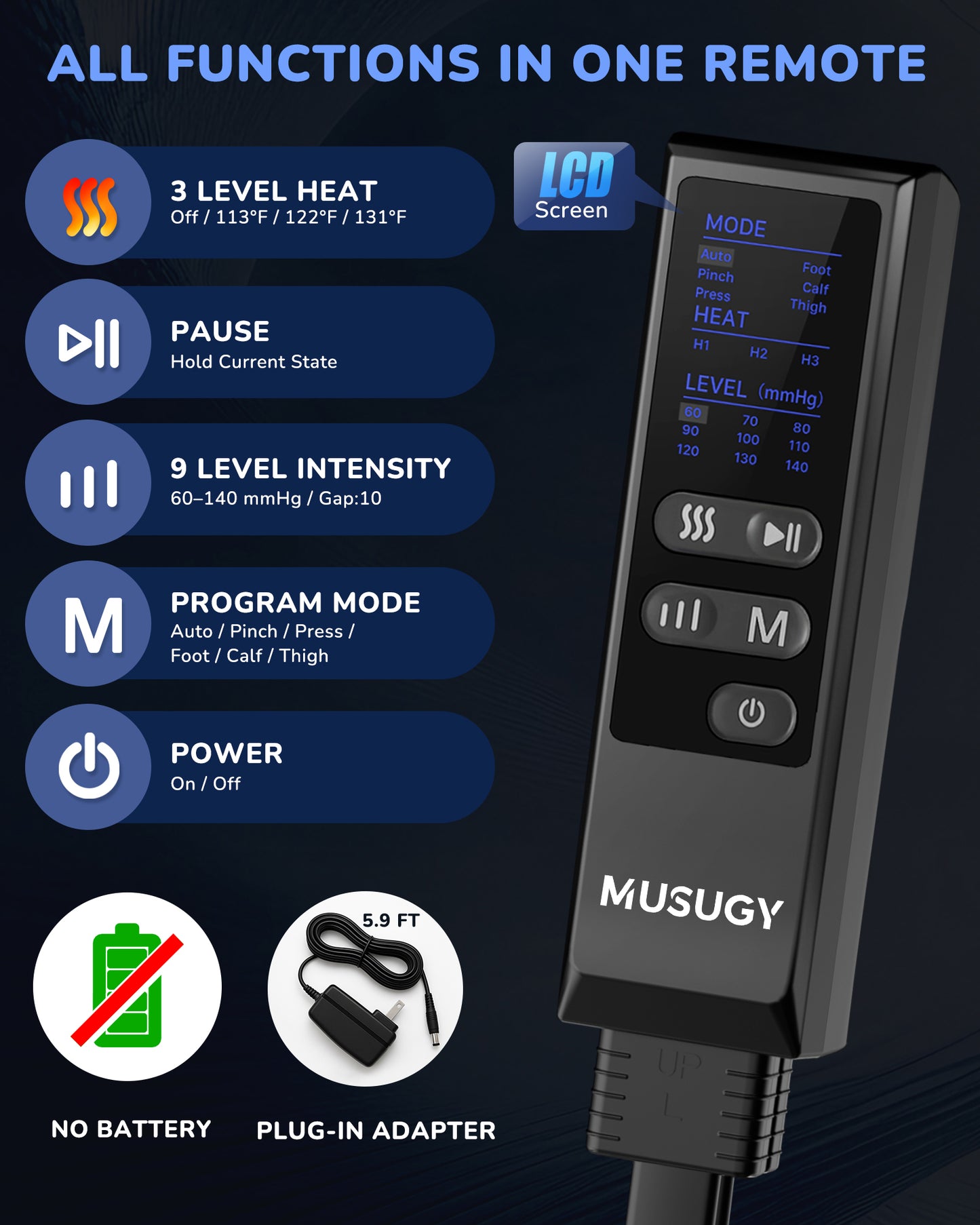 Leg Massager with Heat and Compression : Sequential Compression Boots with 6 Modes,9 Intensity and 3 Heat for Circulation and Pain Relief - Gifts for Father, Mother, Him, Her, FSA HSA Eligible