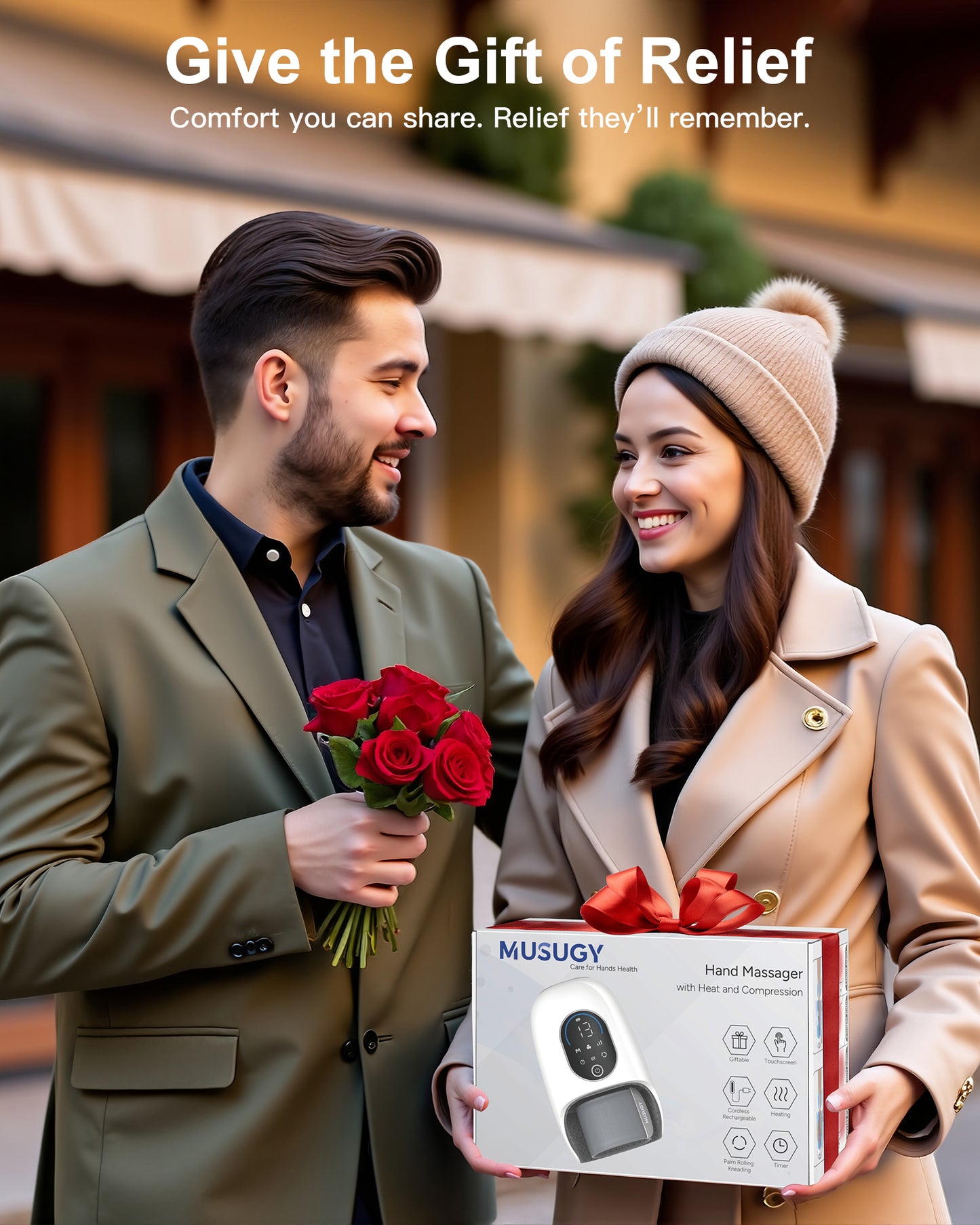 Hand Massager with Heat and Compression : Full-Hand and Wrist Coverage with Touchscreen & Palm Roller – Designed for Daily Comfort at Home, Office, or Travel – FSA HSA Eligible