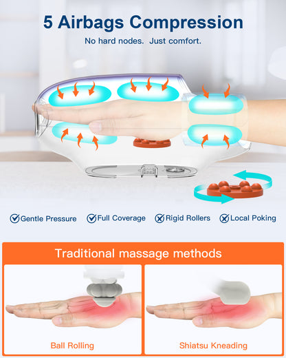 Hand Massager with Heat and Compression : Full-Hand and Wrist Coverage with Touchscreen & Palm Roller – Designed for Daily Comfort at Home, Office, or Travel – FSA HSA Eligible