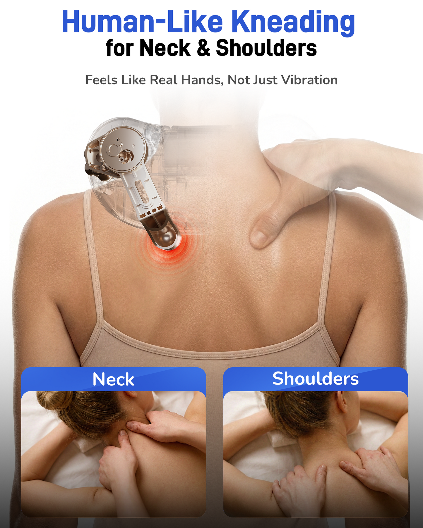 Neck and Shoulder Massager with Heat : Cordless Shiatsu Neck Massager for Pain Relief Deep Tissue - 3 Modes, 2 Intensity & 2 Heat, Daily Comfort for Desk Workers, At-Home Use, Women, Men
