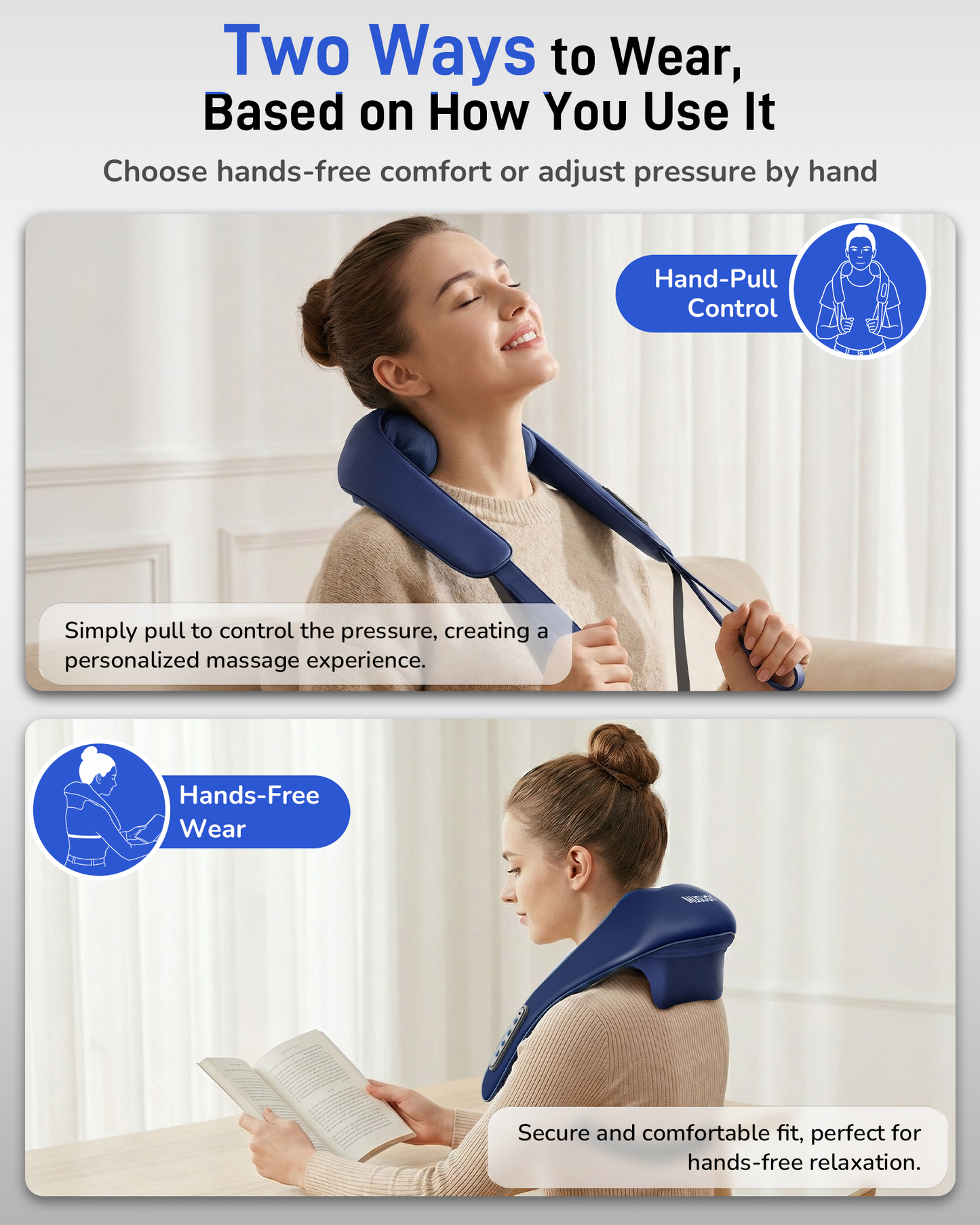Neck and Shoulder Massager with Heat : Cordless Shiatsu Neck Massager for Pain Relief Deep Tissue - 3 Modes, 2 Intensity & 2 Heat, Daily Comfort for Desk Workers, At-Home Use, Women, Men